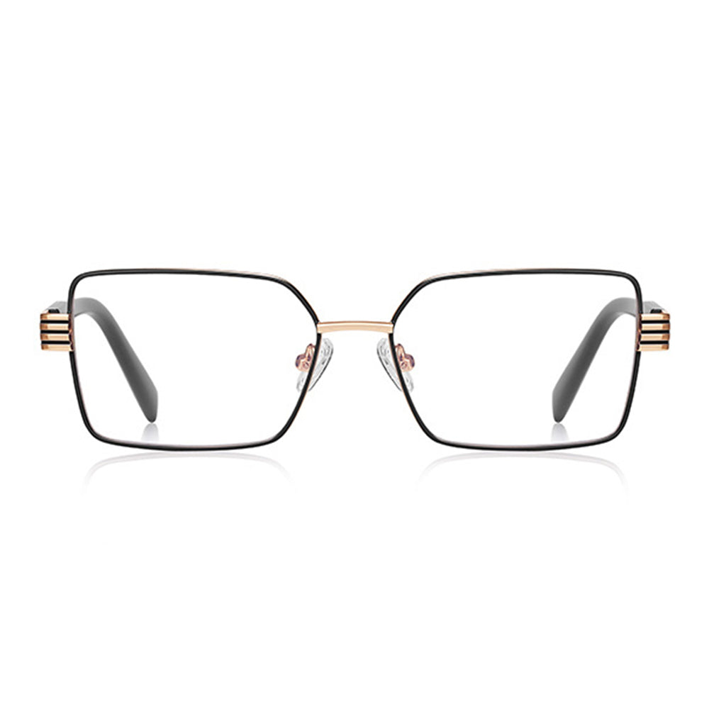 Techsuit - Anti-Blue Light Glasses Reflex PC (3160) - for Women, Rectangle, Metal Frame, AC Lens - Black