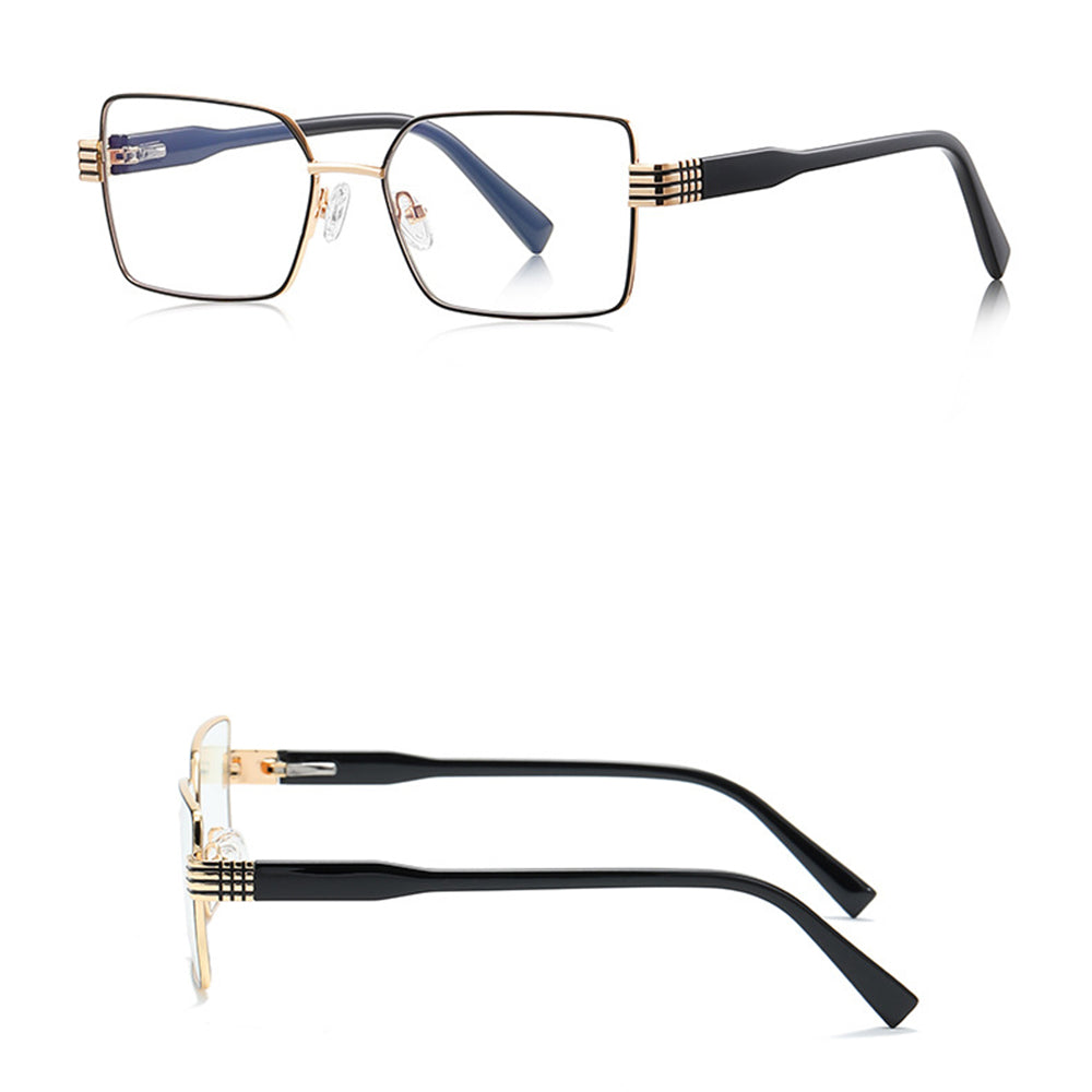 Techsuit - Anti-Blue Light Glasses Reflex PC (3160) - for Women, Rectangle, Metal Frame, AC Lens - Black