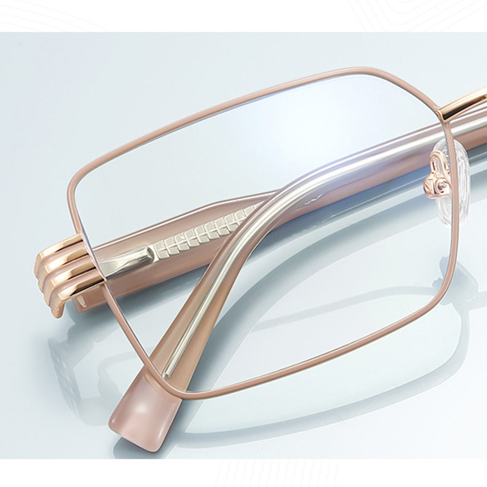 Techsuit - Anti-Blue Light Glasses Reflex PC (3160) - for Women, Rectangle, Metal Frame, AC Lens - Rose Gold