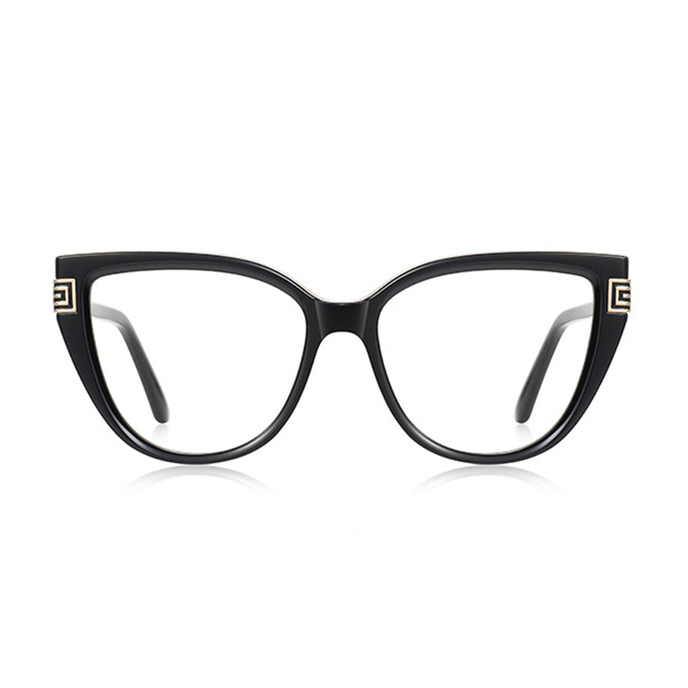 Techsuit - Anti-Blue Light Glasses Reflex PC (2259) - for Women, Oversized, TR90&Metal Frame, AC Lens - Black