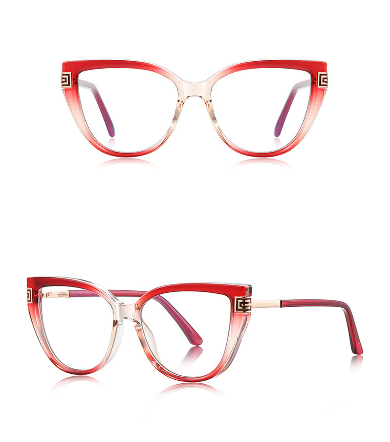 Techsuit - Anti-Blue Light Glasses Reflex PC (2259) - for Women, Oversized, TR90&Metal Frame, AC Lens - Transparent/Red