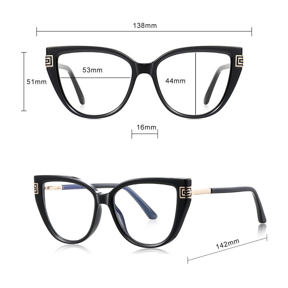 Techsuit - Anti-Blue Light Glasses Reflex PC (2259) - for Women, Oversized, TR90&Metal Frame, AC Lens - Transparent/Leop