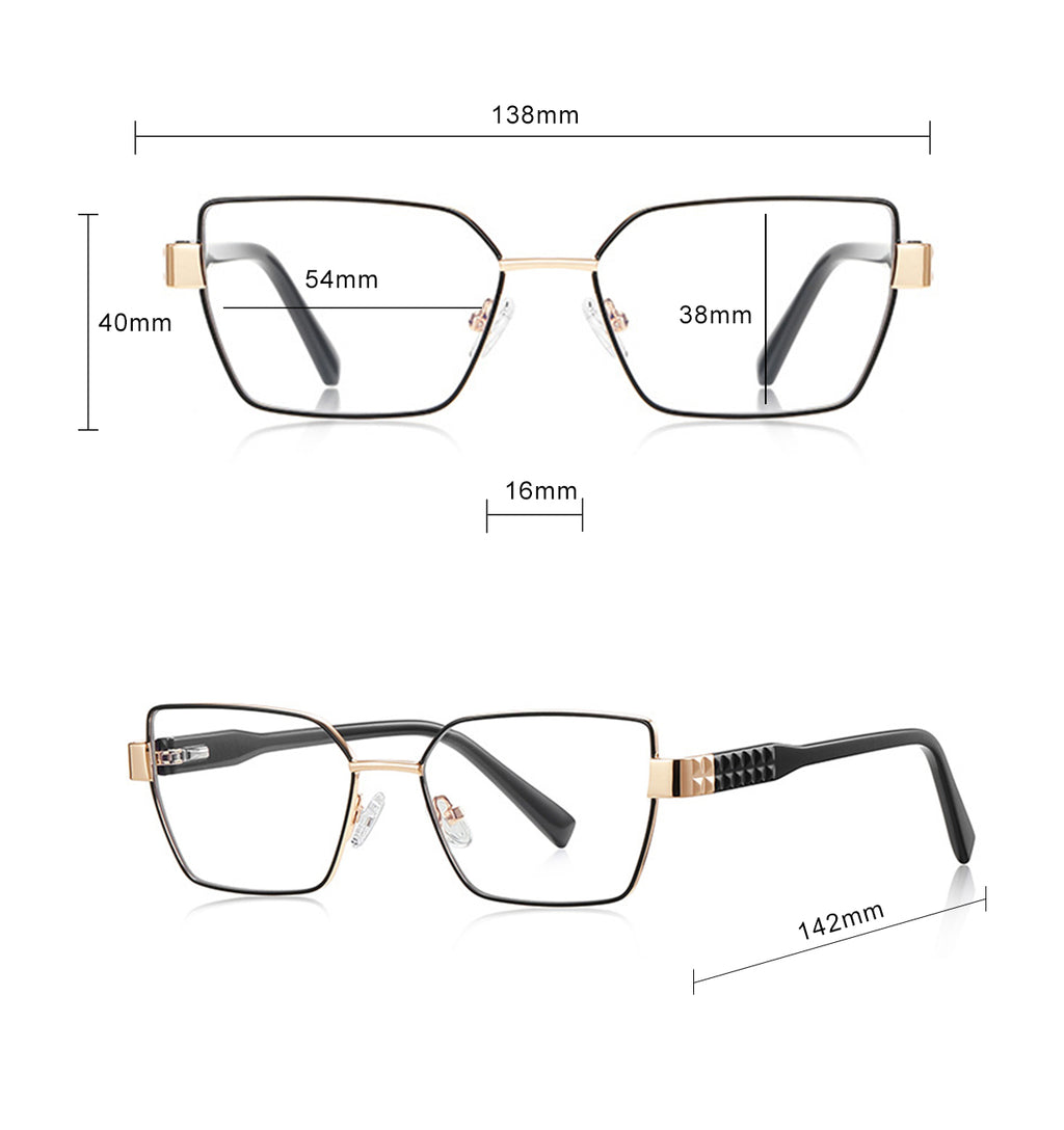 Techsuit - Anti-Blue Light Glasses Reflex PC (3169) - for Women, Hexagonal, Metal Frame, AC Lens - Brown/Leopard