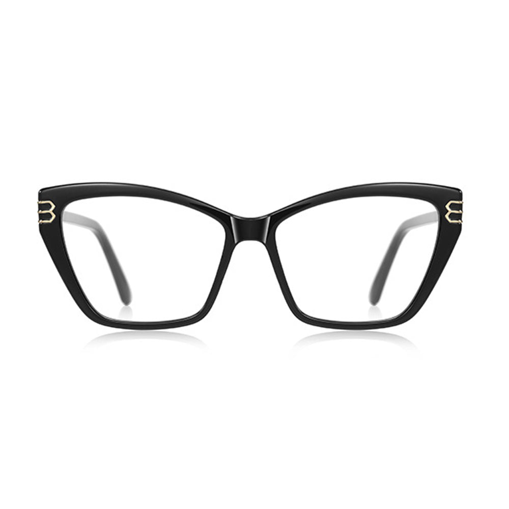 Techsuit - Anti-Blue Light Glasses Reflex PC (2262) - for Women, Rectangle, TR90&Metal Frame, AC Lens - Black