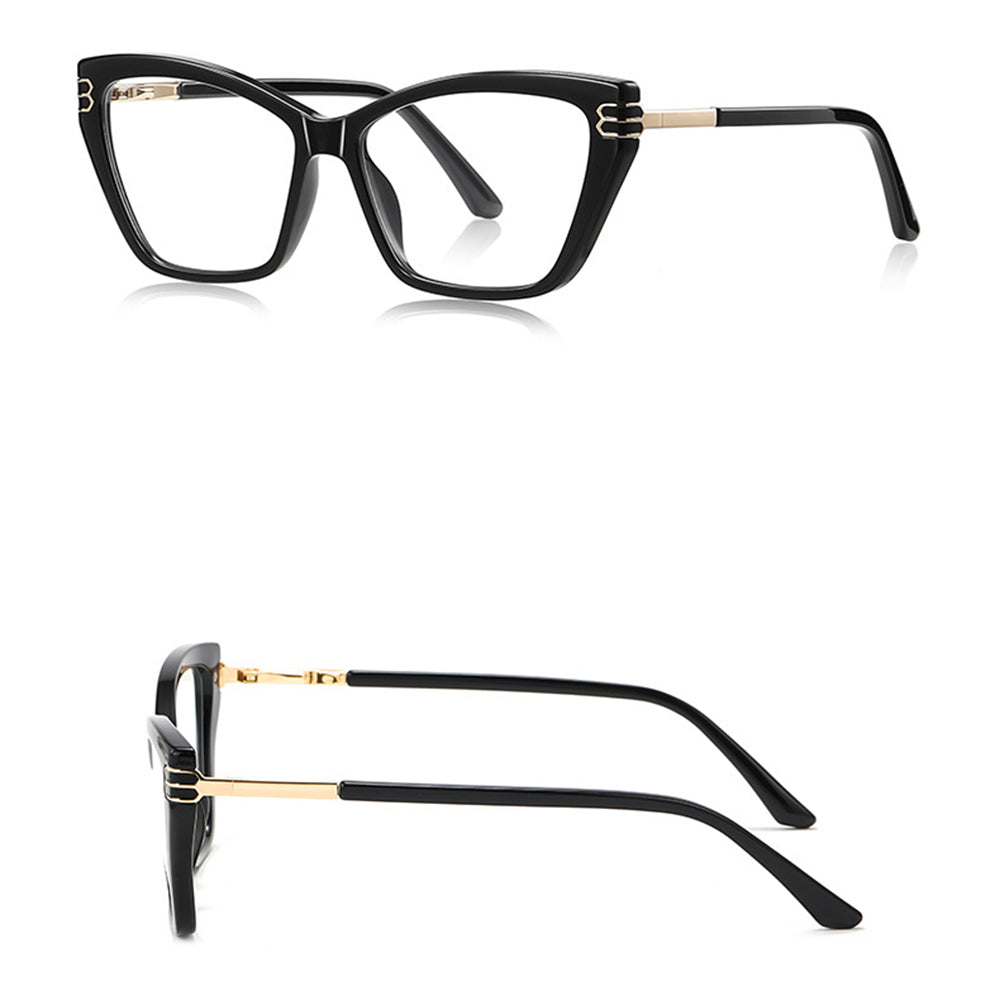Techsuit - Anti-Blue Light Glasses Reflex PC (2262) - for Women, Rectangle, TR90&Metal Frame, AC Lens - Black