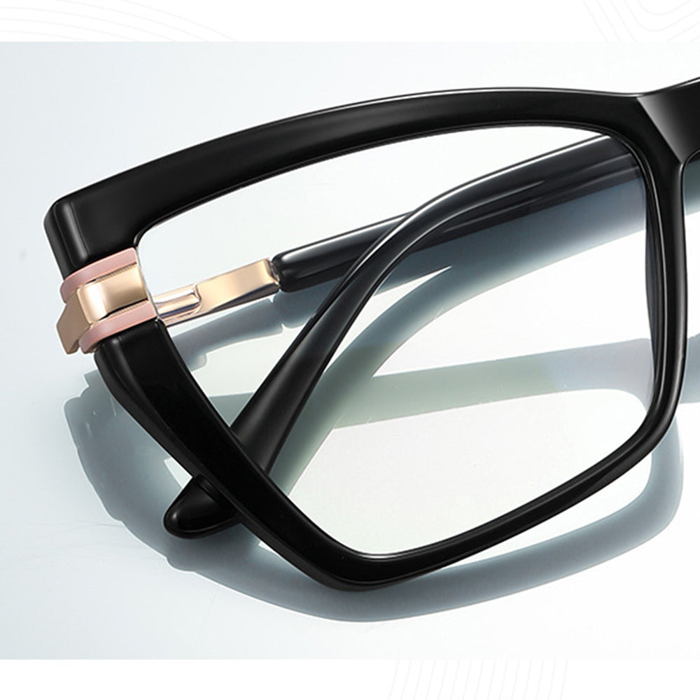 Techsuit - Anti-Blue Light Glasses Reflex PC (2269) - for Women, Oversized, TR90&Metal Frame, AC Lens - Black