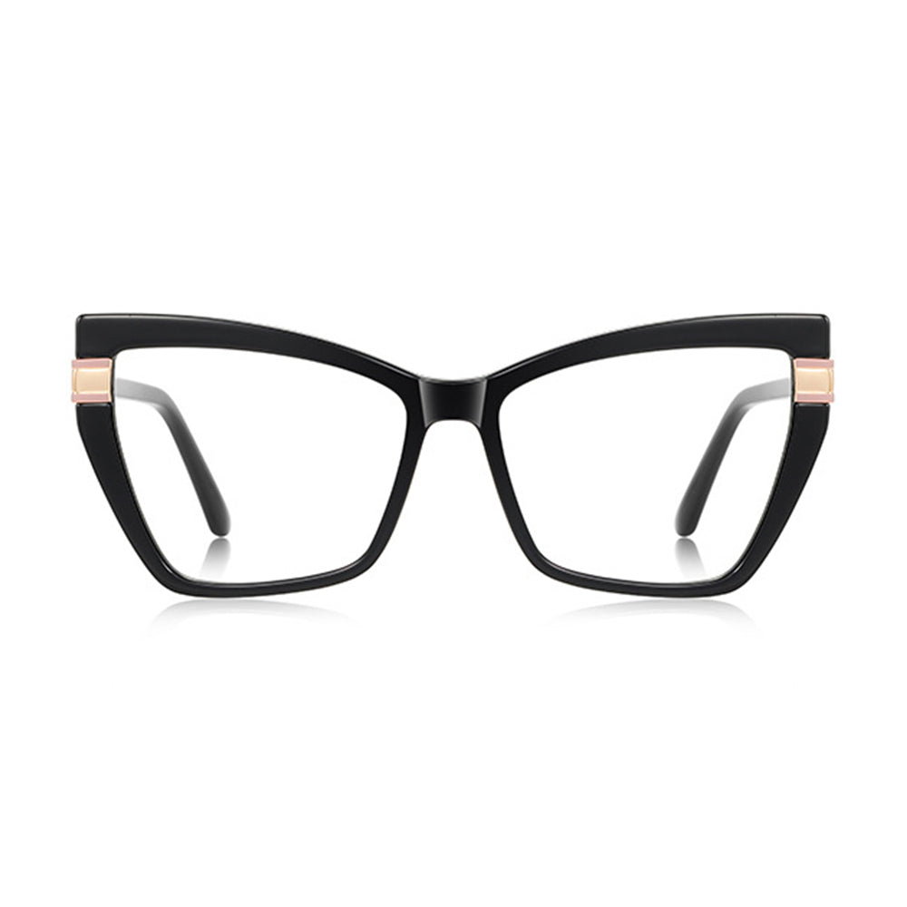Techsuit - Anti-Blue Light Glasses Reflex PC (2269) - for Women, Oversized, TR90&Metal Frame, AC Lens - Black