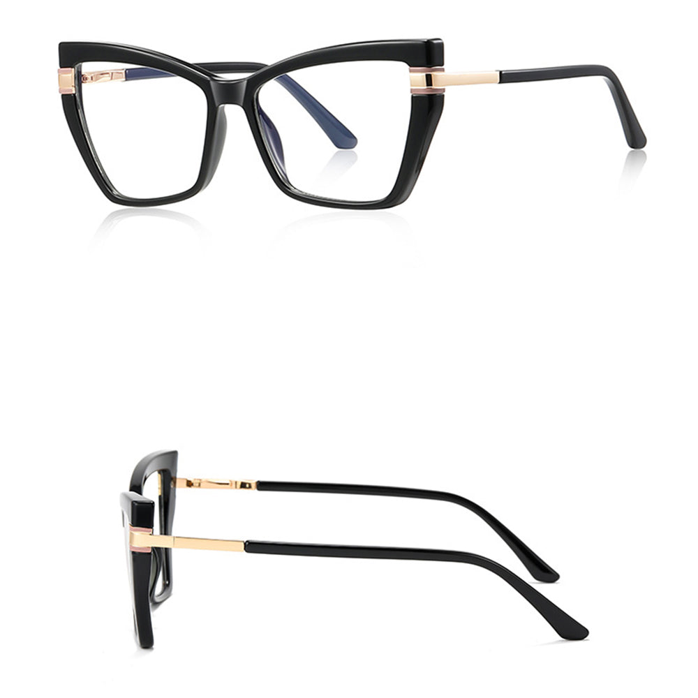Techsuit - Anti-Blue Light Glasses Reflex PC (2269) - for Women, Oversized, TR90&Metal Frame, AC Lens - Black