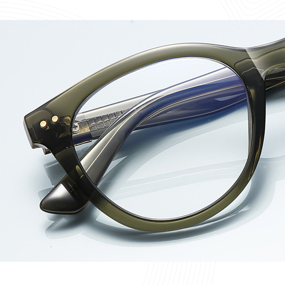 Techsuit - Anti-Blue Light Glasses Reflex PC (2231) - for Men, Round, TR90&Metal Frame, AC Lens - Transparent/Brown