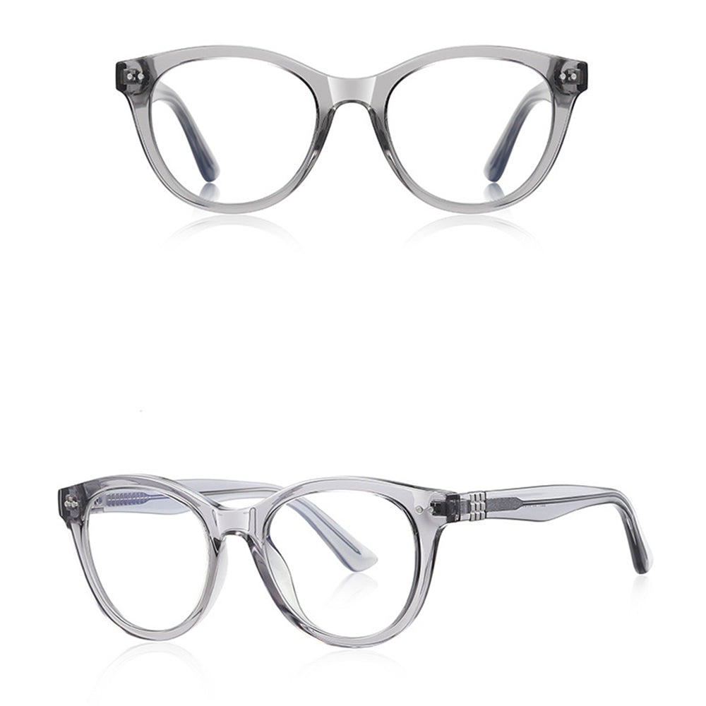 Techsuit - Anti-Blue Light Glasses Reflex PC (2231) - Round, TR90&Metal Frame, AC Lens - Transparent/Gray