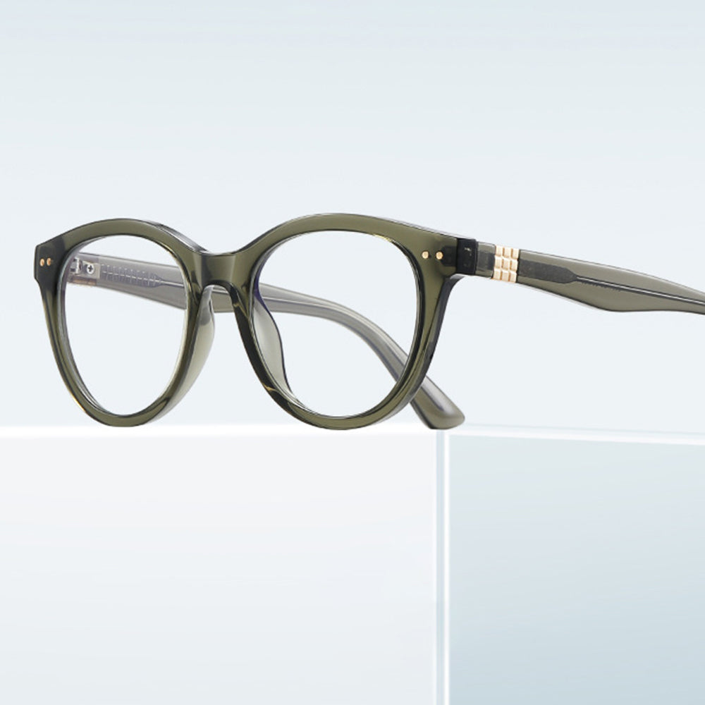 Techsuit - Anti-Blue Light Glasses Reflex PC (2231) - Round, TR90&Metal Frame, AC Lens - Transparent/Blue