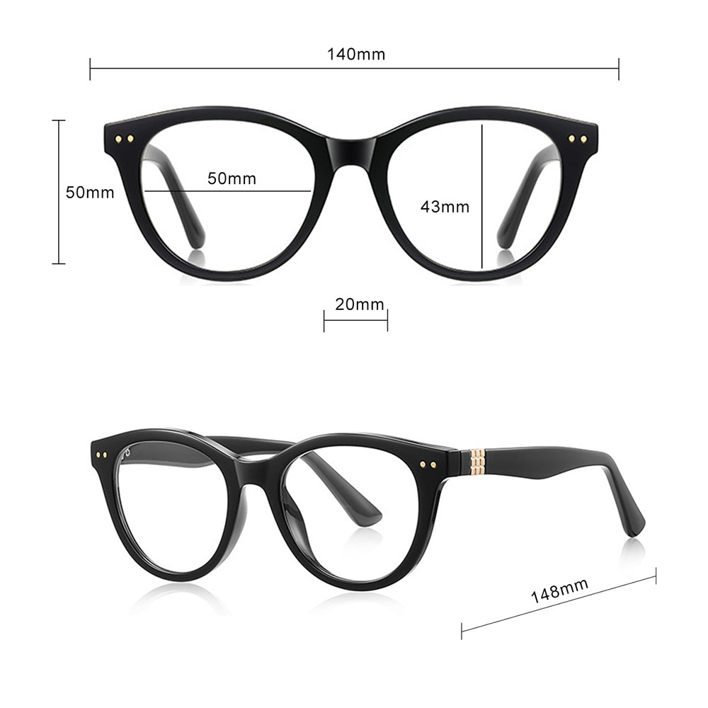 Techsuit - Anti-Blue Light Glasses Reflex PC (2231) - Round, TR90&Metal Frame, AC Lens - Transparent/Blue