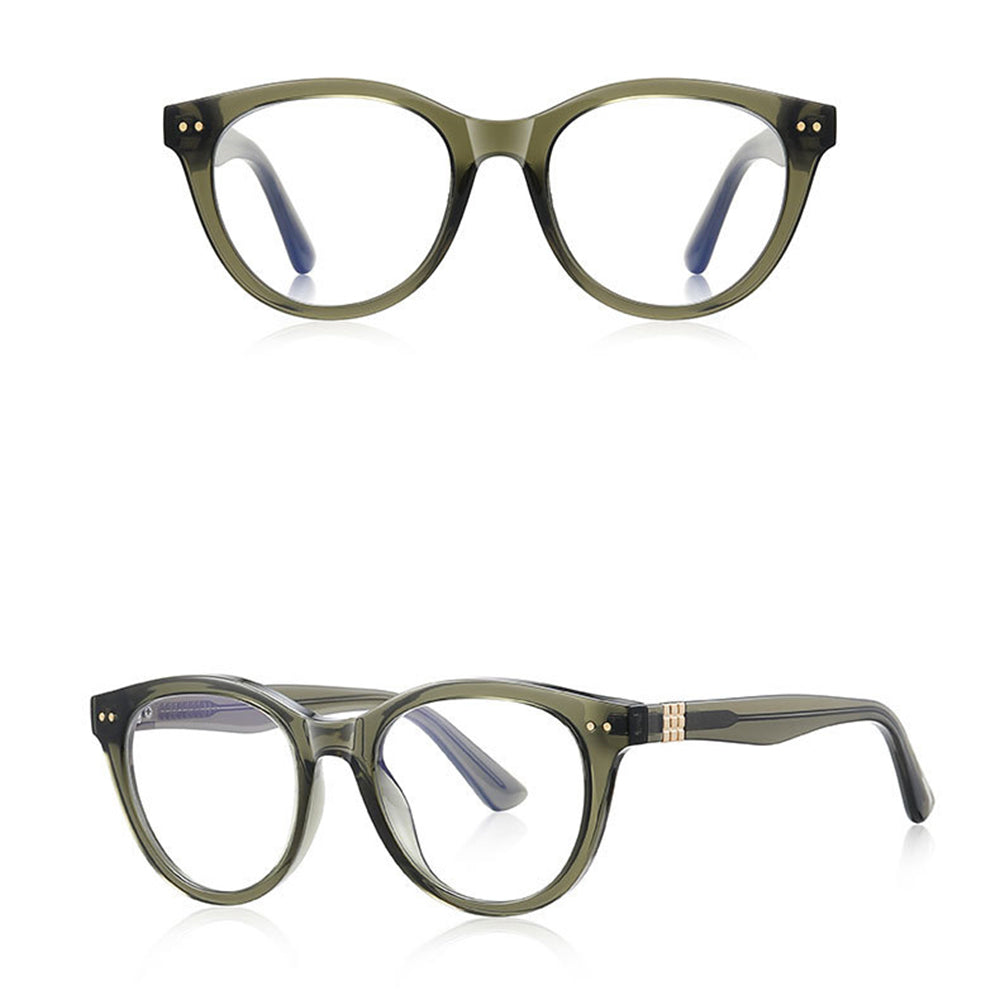 Techsuit - Anti-Blue Light Glasses Reflex PC (2231) - Round, TR90&Metal Frame, AC Lens - Transparent/Green
