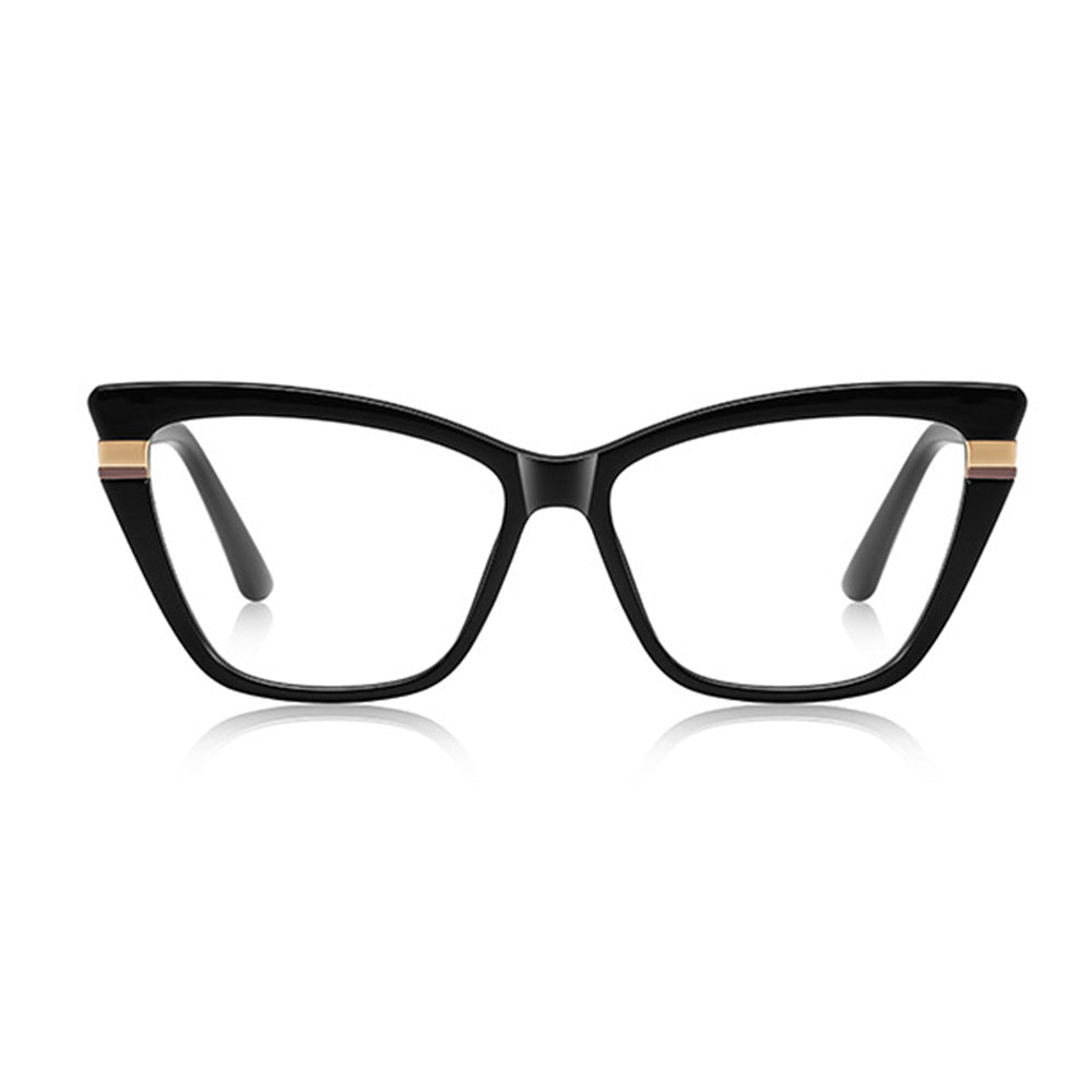 Techsuit - Anti-Blue Light Glasses Reflex PC (2271) - for Women, Rectangle, TR90&Metal Frame, AC Lens - Black