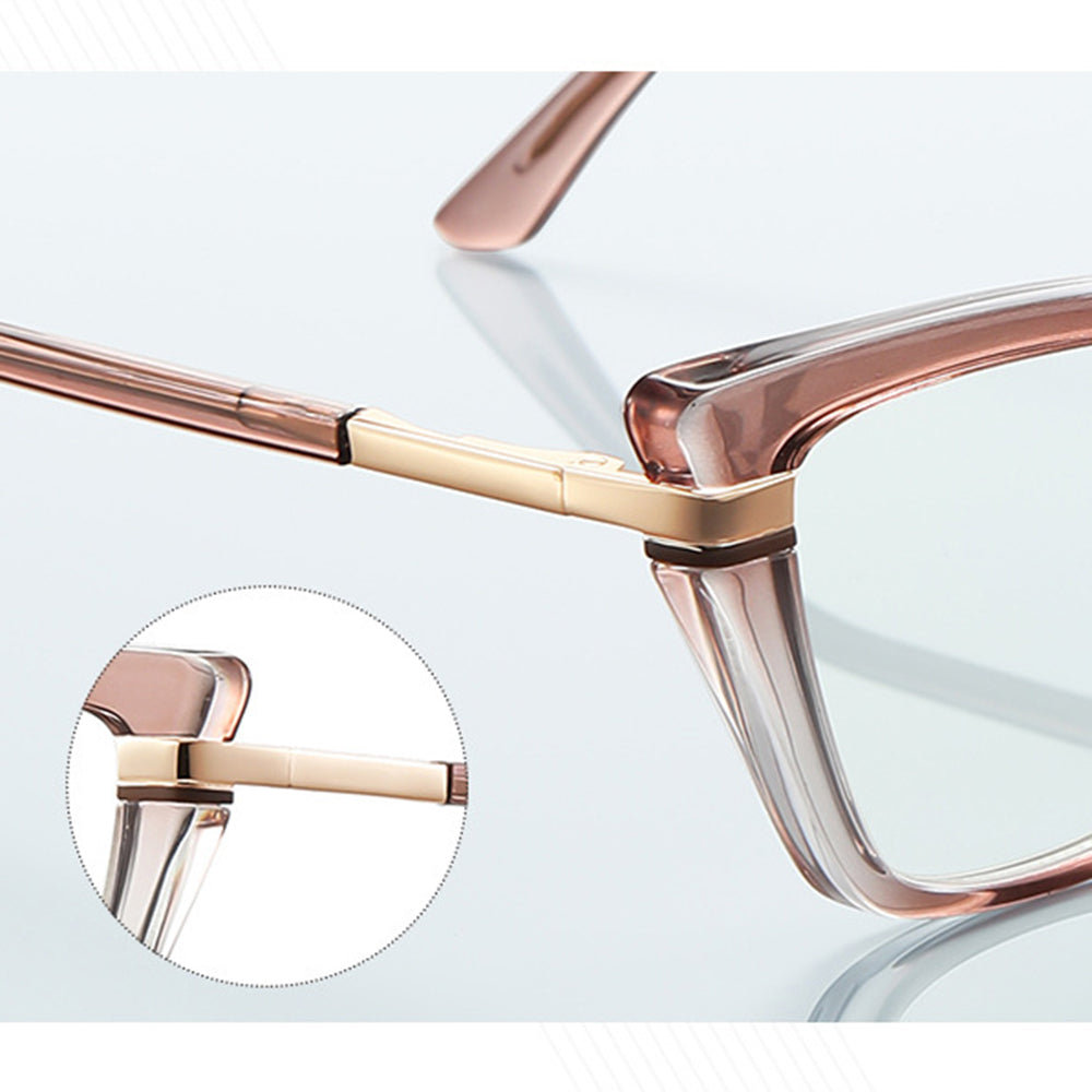 Techsuit - Anti-Blue Light Glasses Reflex PC (2271) - for Women, Rectangle, TR90&Metal Frame, AC Lens - Black