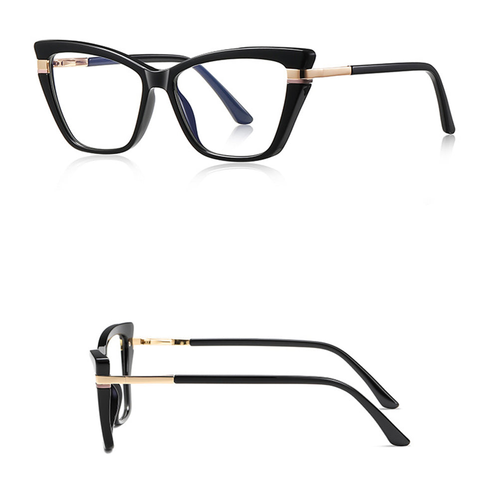 Techsuit - Anti-Blue Light Glasses Reflex PC (2271) - for Women, Rectangle, TR90&Metal Frame, AC Lens - Black