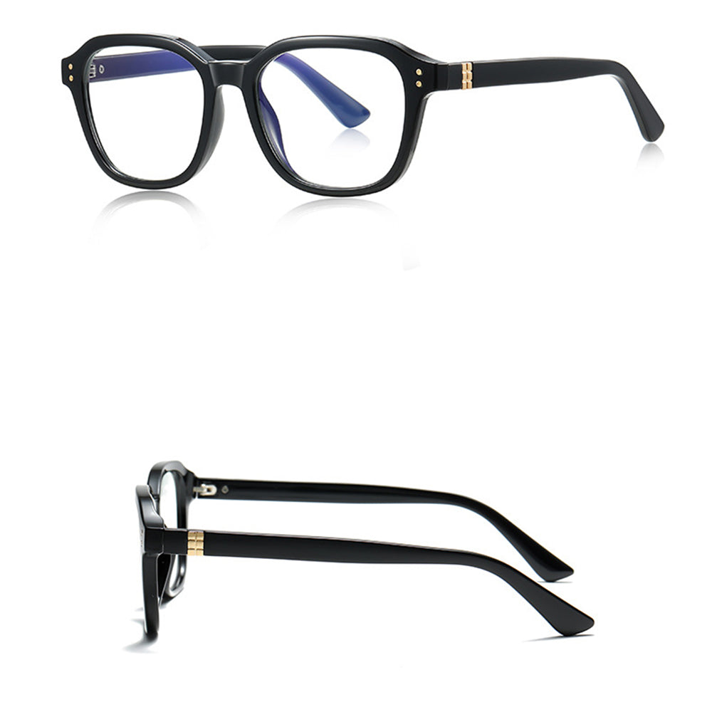 Techsuit - Anti-Blue Light Glasses Reflex PC (2227) - for Men, Round, TR90&Metal Frame, AC Lens - Black