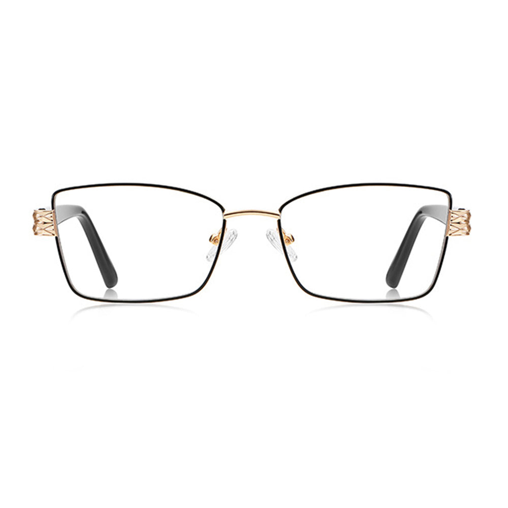 Techsuit - Anti-Blue Light Glasses Reflex PC (3171) - for Women, Rectangle, Metal Frame, AC Lens - Black