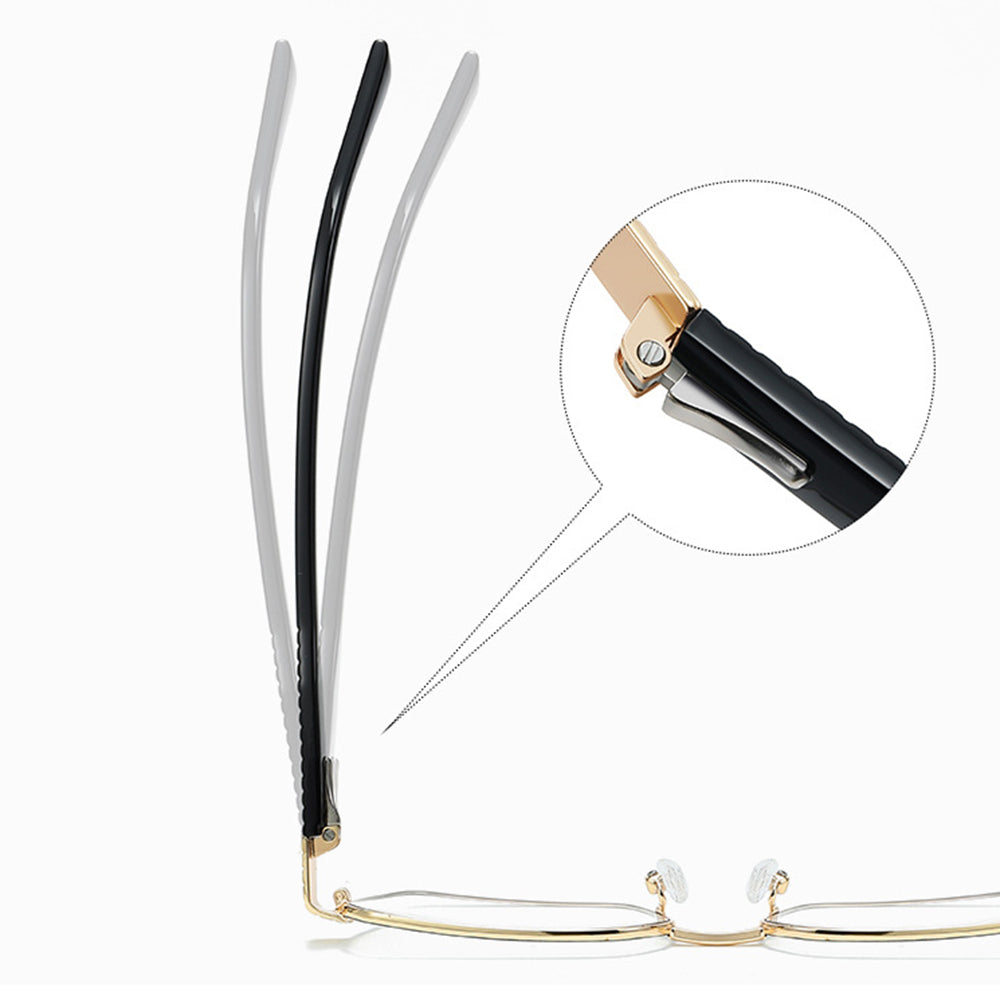 Techsuit - Anti-Blue Light Glasses Reflex PC (3161) - for Women, Rectangle, Metal Frame, AC Lens - Gold/Black