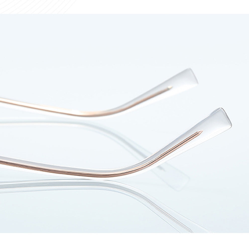 Techsuit - Anti-Blue Light Glasses Reflex PC (3161) - for Women, Rectangle, Metal Frame, AC Lens - Rose Gold/Transparent