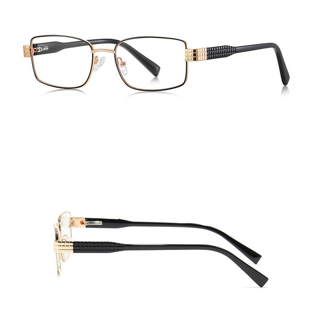Techsuit - Anti-Blue Light Glasses Reflex PC (3163) - for Women, Rectangle, Metal Frame, AC Lens - Black