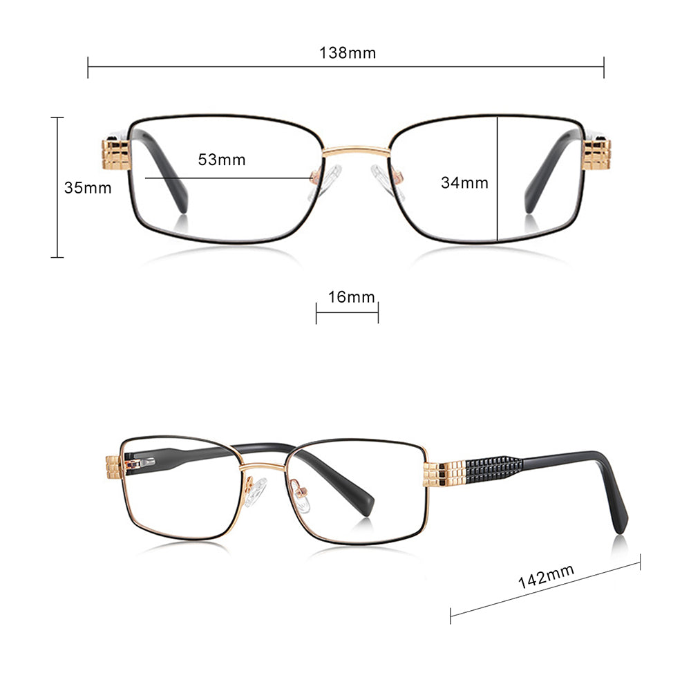 Techsuit - Anti-Blue Light Glasses Reflex PC (3163) - for Women, Rectangle, Metal Frame, AC Lens - Black