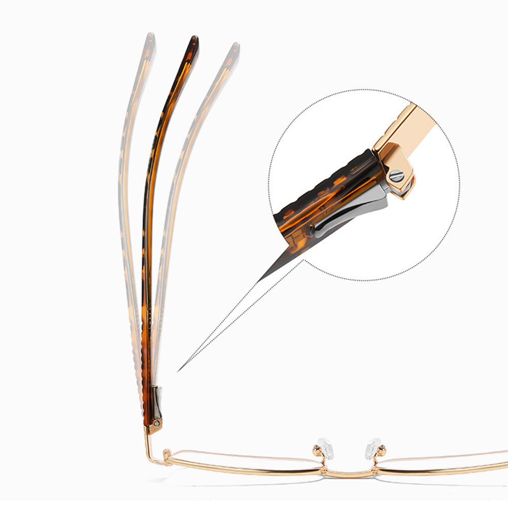 Techsuit - Anti-Blue Light Glasses Reflex PC (3163) - for Women, Rectangle, Metal Frame, AC Lens - Gold/Black
