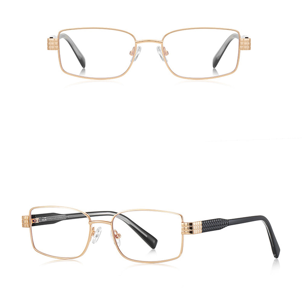 Techsuit - Anti-Blue Light Glasses Reflex PC (3163) - for Women, Rectangle, Metal Frame, AC Lens - Gold/Black