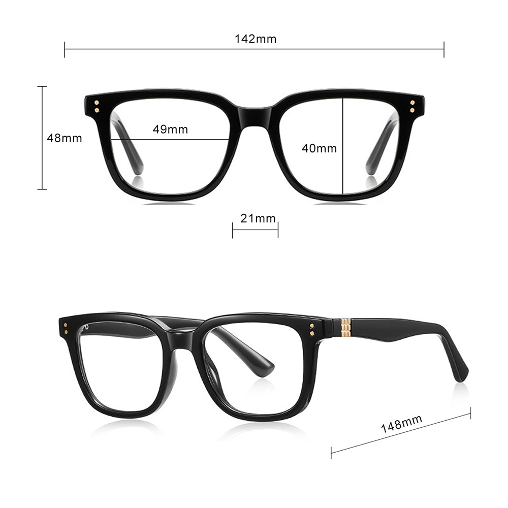 Techsuit - Anti-Blue Light Glasses Reflex PC (2225) - for Men, Square, TR90&Metal Frame, AC Lens - Black