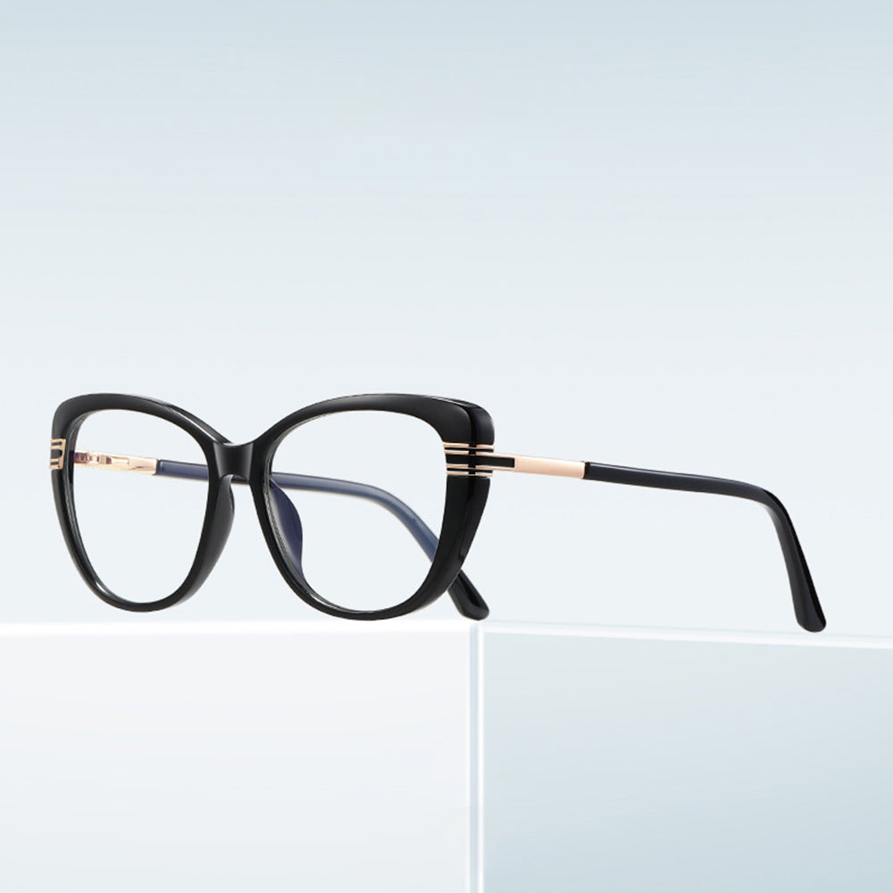 Techsuit - Anti-Blue Light Glasses Reflex PC (2274) - for Women, Oversized, TR90&Metal Frame, AC Lens - Black