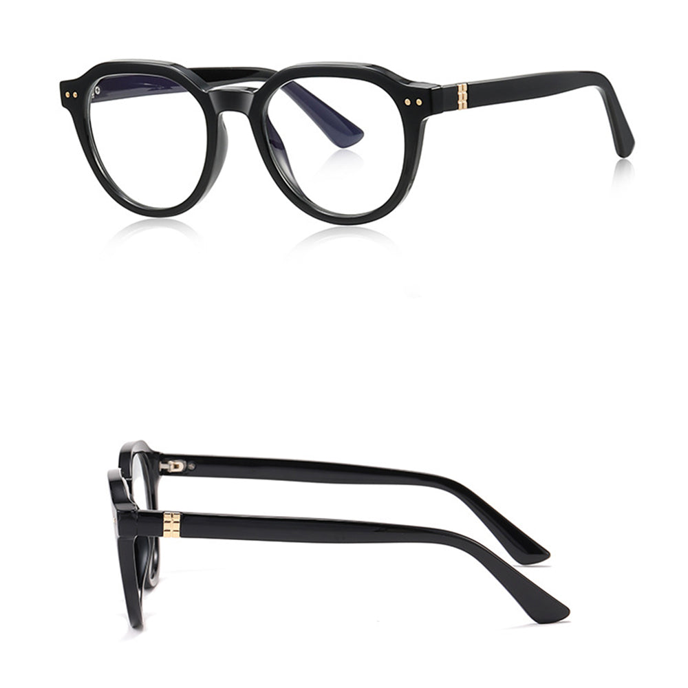 Techsuit - Anti-Blue Light Glasses Reflex PC (2228) - for Men, Round, TR90&Metal Frame, AC Lens - Black