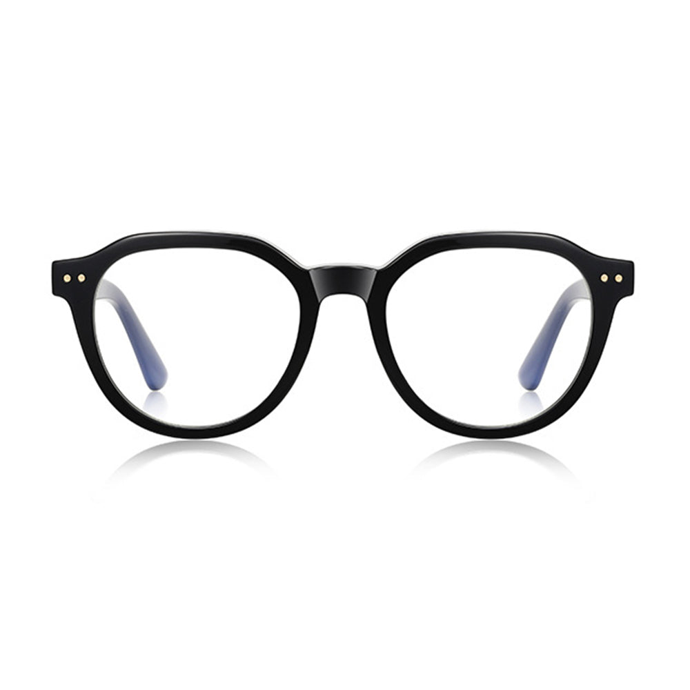 Techsuit - Anti-Blue Light Glasses Reflex PC (2228) - for Men, Round, TR90&Metal Frame, AC Lens - Black