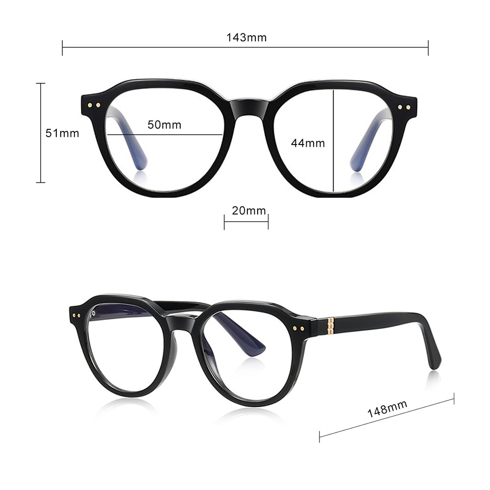 Techsuit - Anti-Blue Light Glasses Reflex PC (2228) - for Men, Round, TR90&Metal Frame, AC Lens - Black