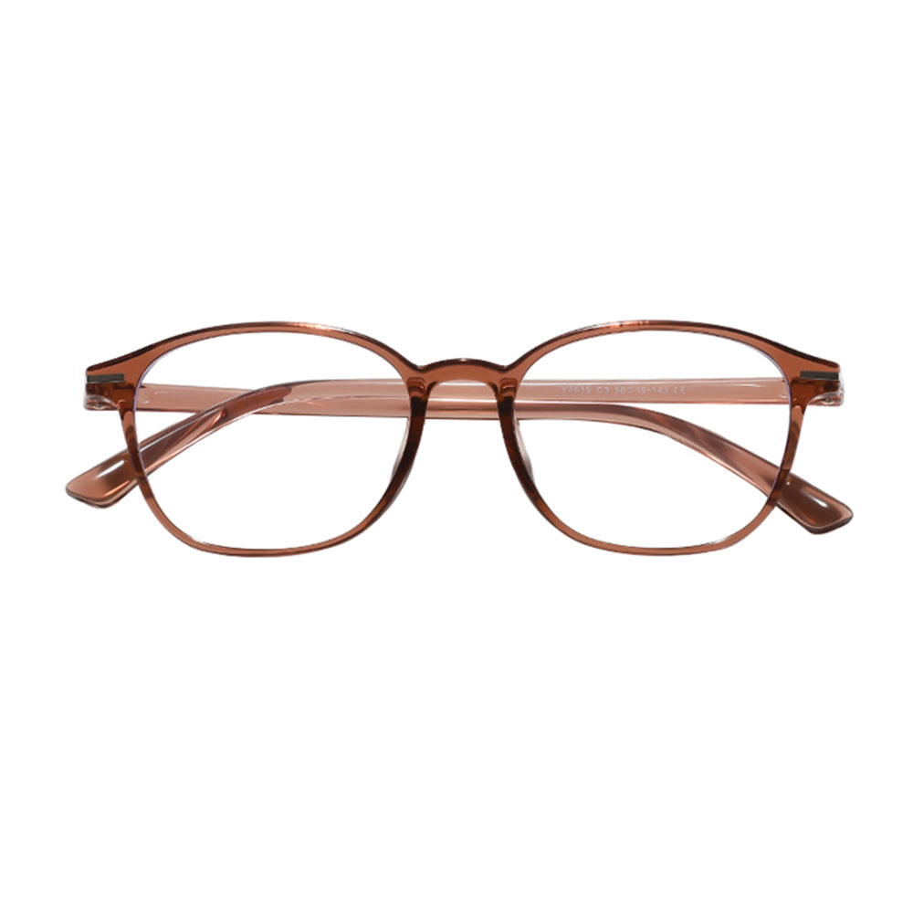 Techsuit - Anti-Blue Light Glasses Reflex PC (6635) - Unisex, Round, TR90 Frame, AC Lens - Reddish Brown