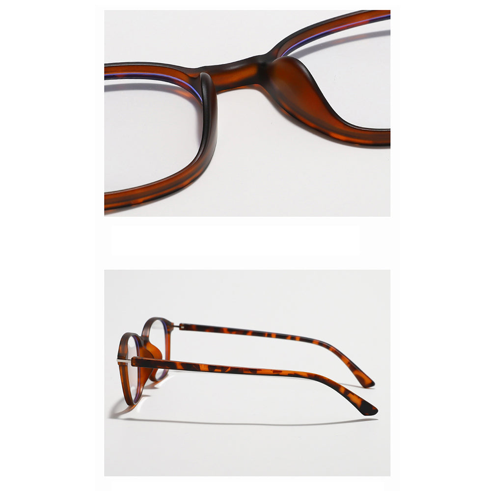 Techsuit - Anti-Blue Light Glasses Reflex PC (6635) - Unisex, Round, TR90 Frame, AC Lens - Reddish Brown