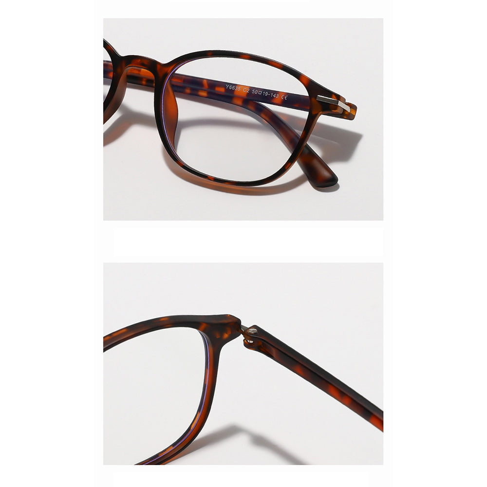 Techsuit - Anti-Blue Light Glasses Reflex PC (6635) - Unisex, Round, TR90 Frame, AC Lens - Reddish Brown