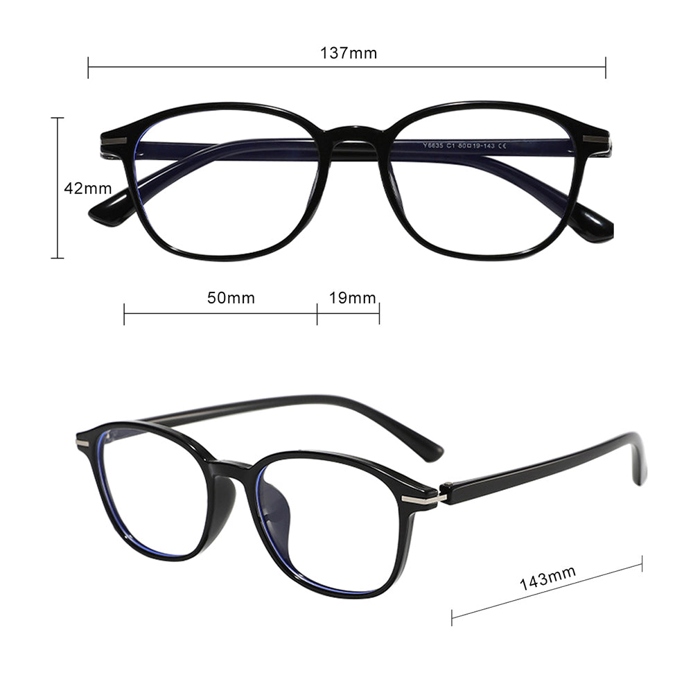 Techsuit - Anti-Blue Light Glasses Reflex PC (6635) - Unisex, Round, TR90 Frame, AC Lens - Reddish Brown