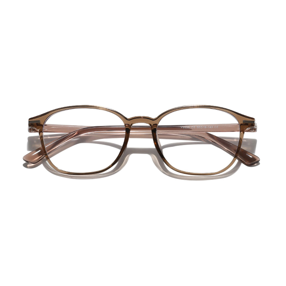 Techsuit - Anti-Blue Light Glasses Reflex PC (6635) - Unisex, Round, TR90 Frame, AC Lens - Light Brown