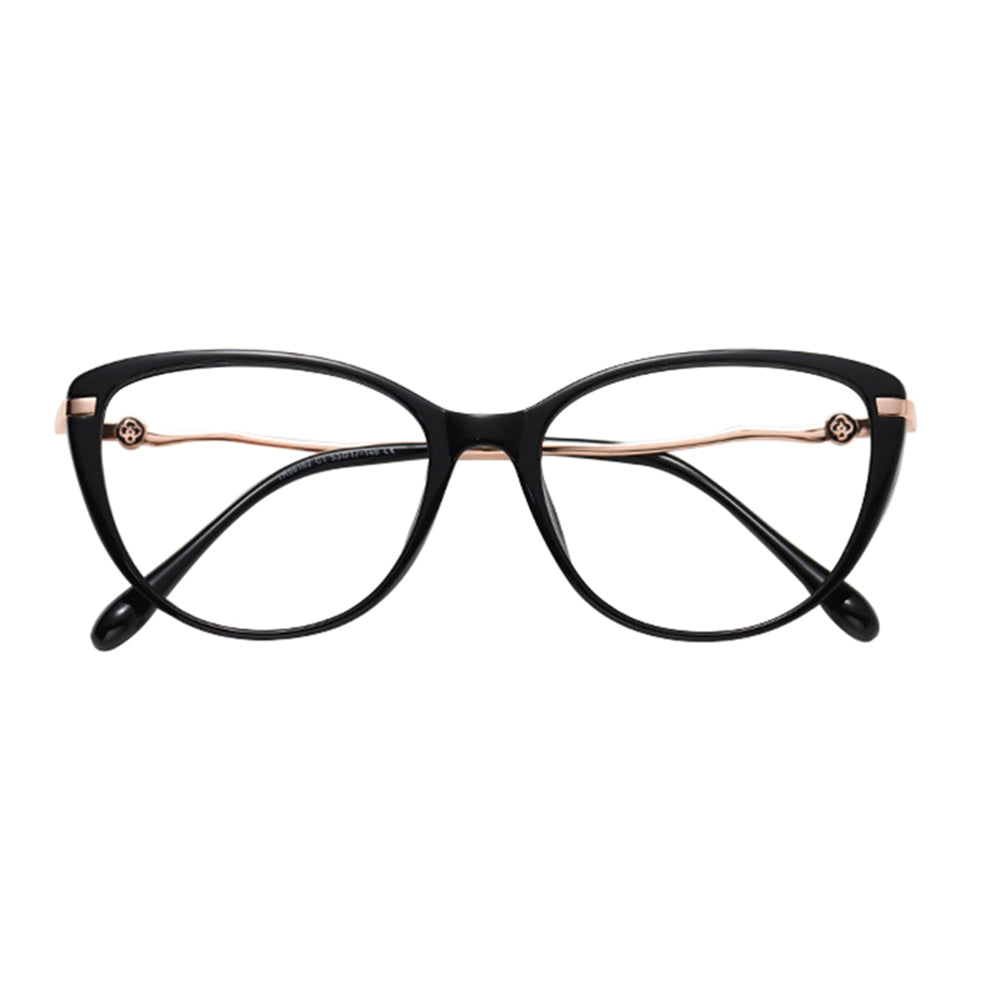 Techsuit - Anti-Blue Light Glasses Reflex PC (86162) - for Women, Round, TR90&Metal Frame, AC Lens - Gold/Black