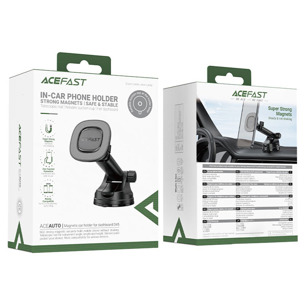 Acefast - Car Holder (D45) - for Dashboard/Windshield, Strong Magnetic Grip, Telescopic Rod, Non-Slip Pad, 4.7 - 6.9" Ph