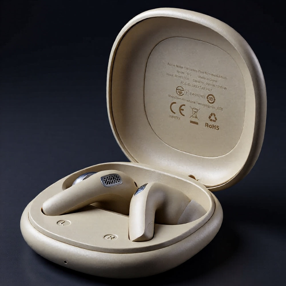 Acefast - Wireless Earbuds (W3) - Bluetooth V5.4, Active Noise Reduction, 4-Mics, ANC + ENC, IPX4, 350mAh - Khaki