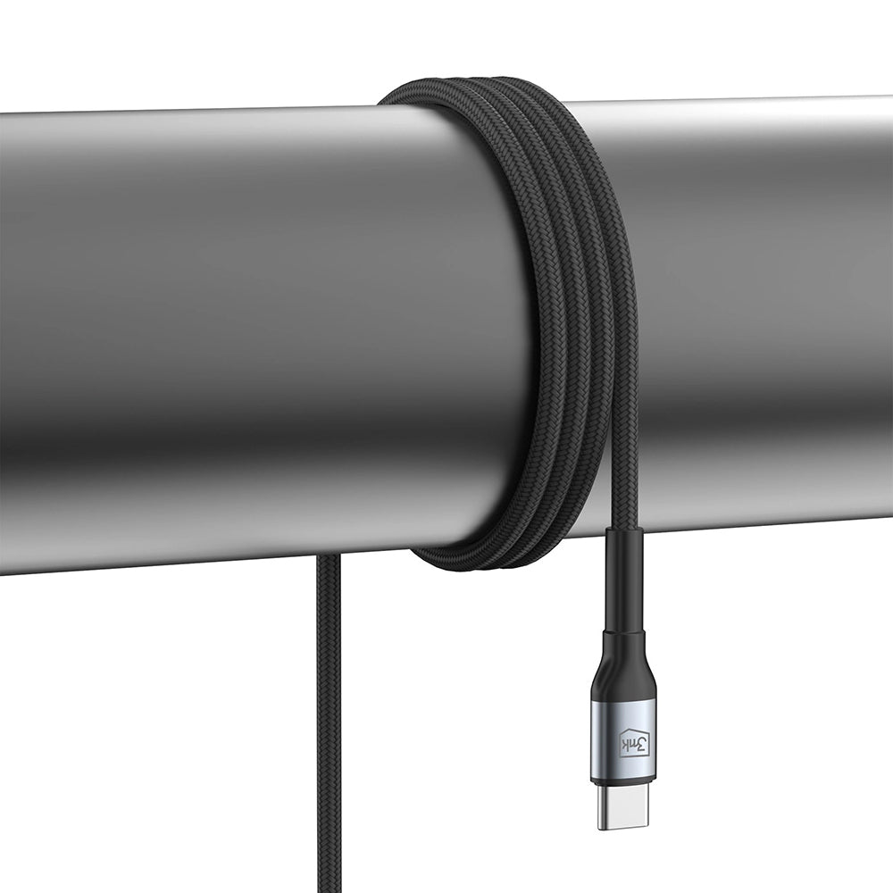 3mk - Data Cable Hyper N-Series - Type-C to Type-C, Fast Charge, Flexible 180°, 60W, 20V/3A, 2m - Black