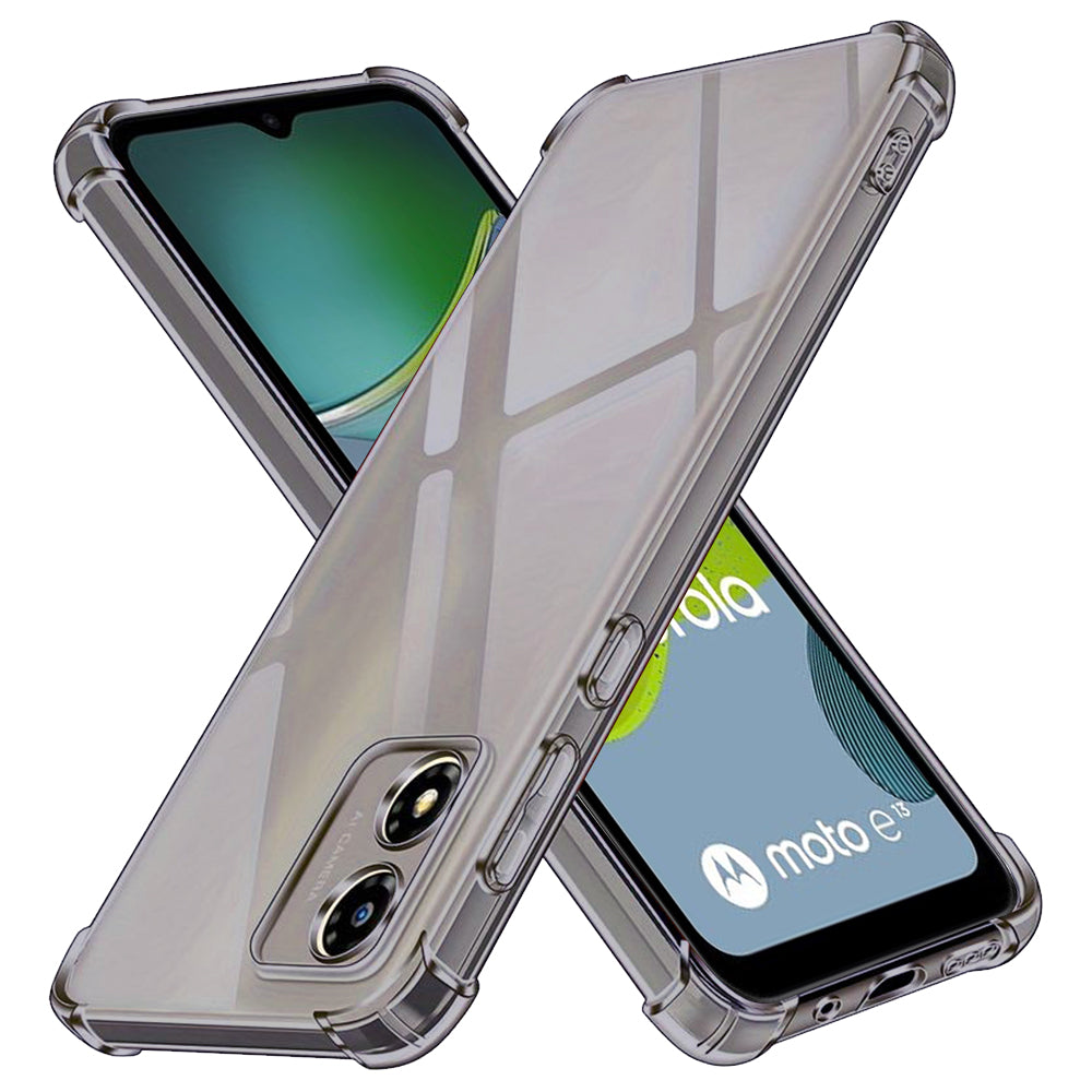 Techsuit - Shockproof Clear Silicone - Motorola Moto E13 - Smoke Black