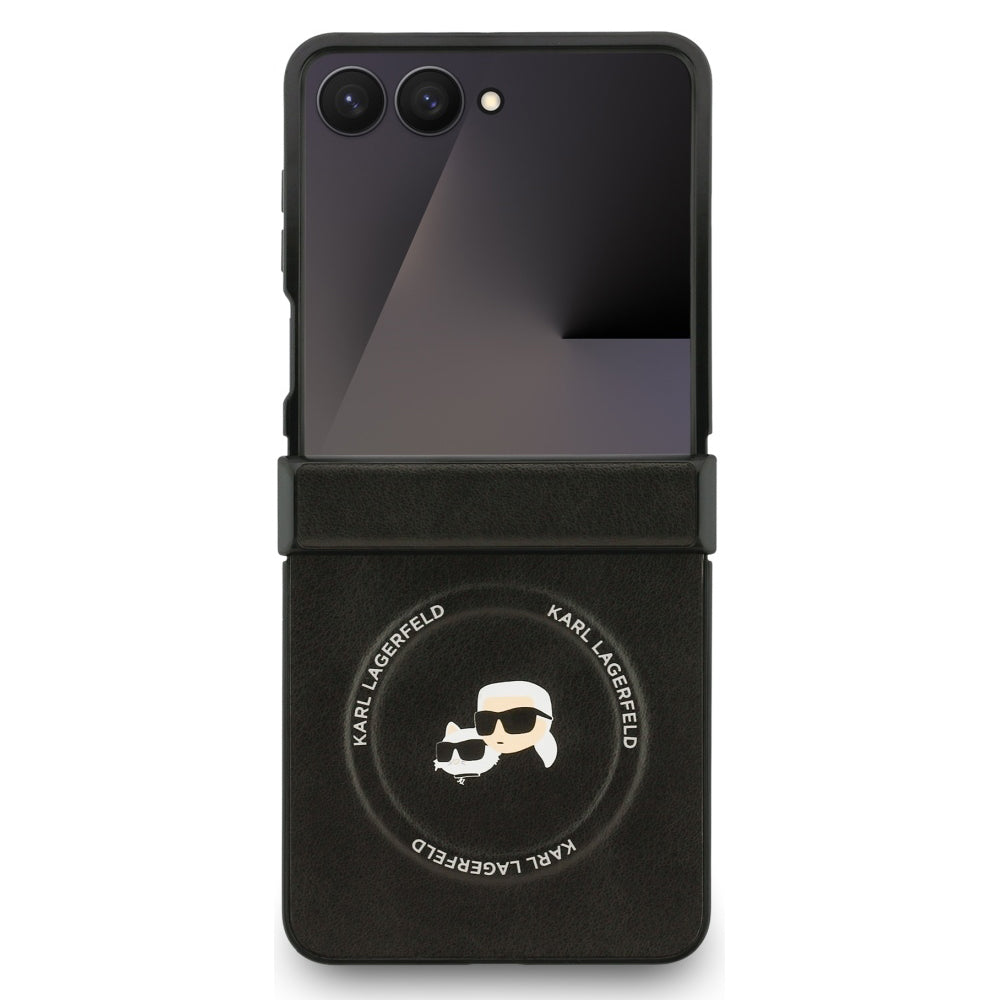 Karl Lagerfeld - Leather Karl & Choupette Pins MagSafe (KLHMZF7PSMLRKCK) - Samsung Galaxy Z Flip7 - Black