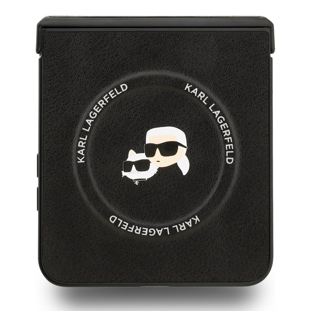 Karl Lagerfeld - Leather Karl & Choupette Pins MagSafe (KLHMZF7PSMLRKCK) - Samsung Galaxy Z Flip7 - Black