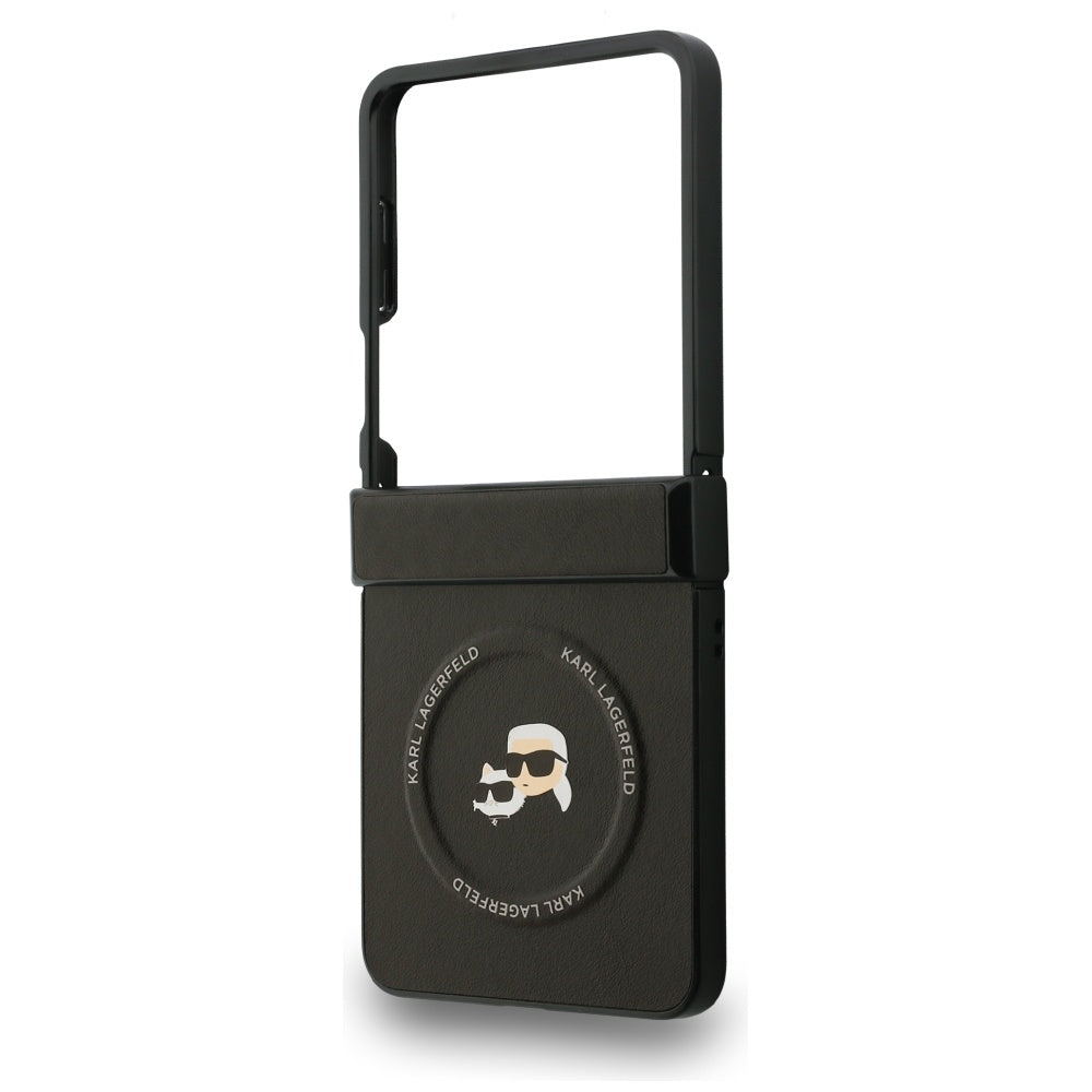 Karl Lagerfeld - Leather Karl & Choupette Pins MagSafe (KLHMZF7PSMLRKCK) - Samsung Galaxy Z Flip7 - Black