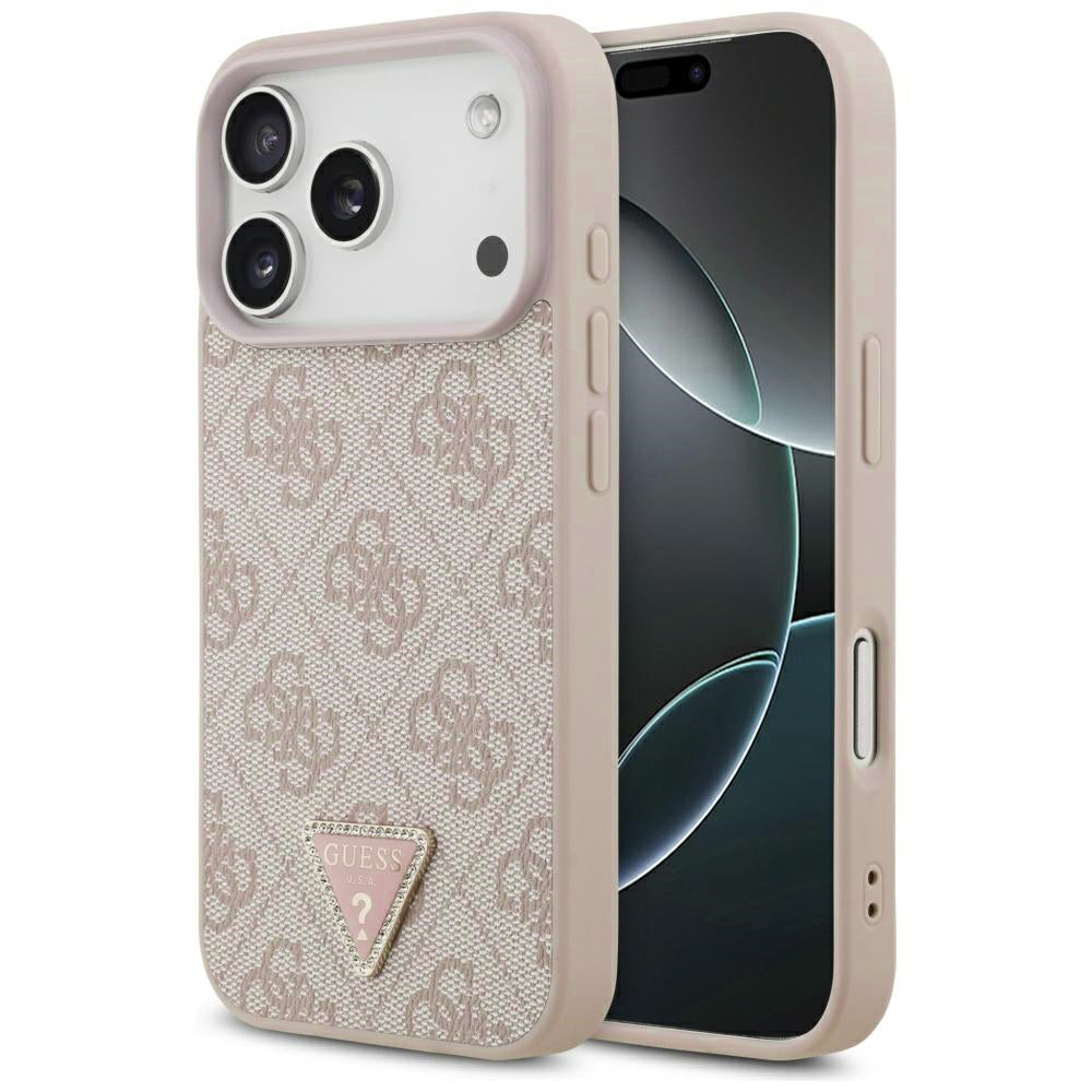 Guess - Leather 4G Triangle Strass MagSafe (GUHMP17LP4TDPLP) - iPhone 17 Pro - Pink