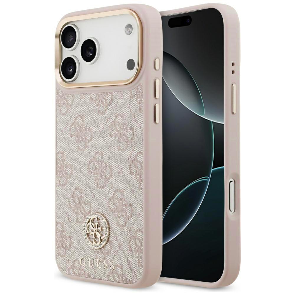Husa pentru iPhone 17 Pro - Guess Hardcase 4G Strass Logo MagSafe (GUHMP17LP4GRMDEP) - Pink