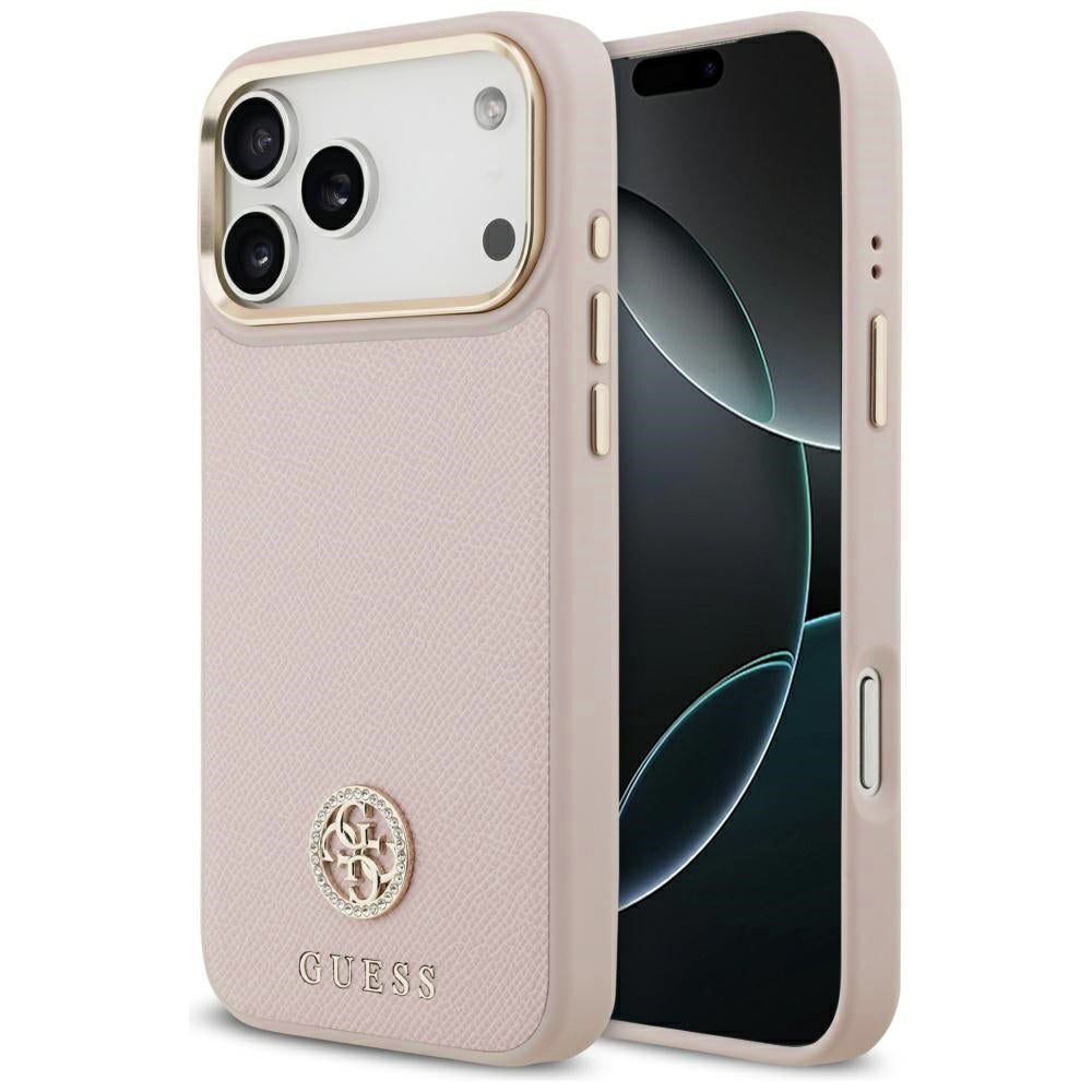 Guess - Grained Strass Logo MagSafe (GUHMP17LPGCRMDEP) - iPhone 17 Pro - Pink