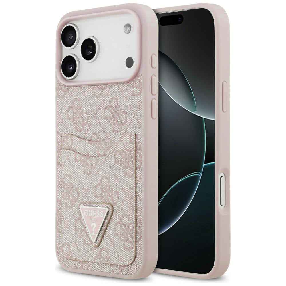 Husa pentru iPhone 17 Pro Max - Guess Hardcase 4G Double Card Triangle (GUHCP17XP4TPP) - Pink